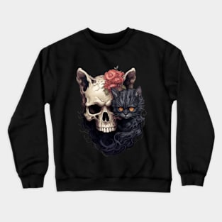 demon cat with a skull Crewneck Sweatshirt